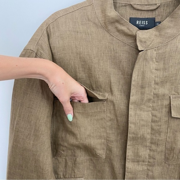 REISS London Brown Zip Up Multi Pocket Cargo Long Sleeve Utility Jacket XL - Picture 8 of 13